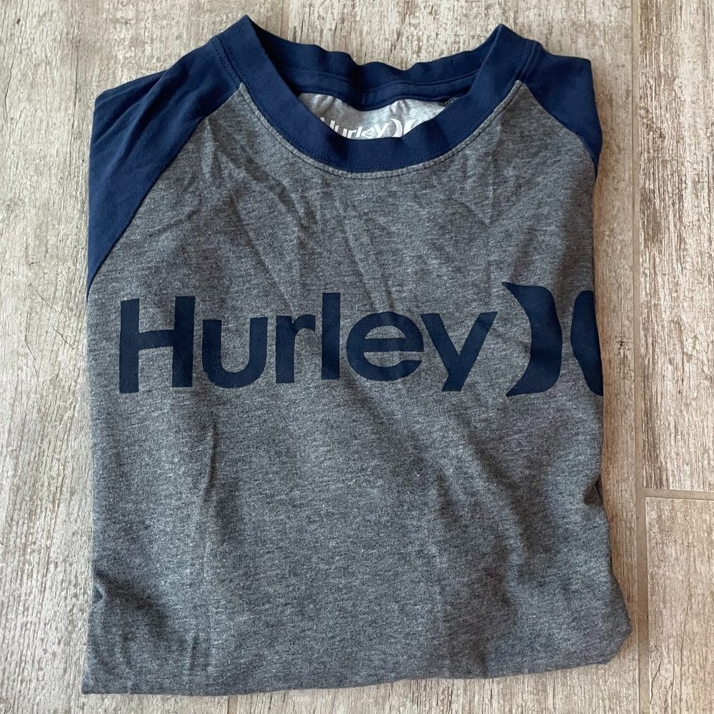 Hurley 3/4 Length Sleeve Blue/Grey Shirt - Size S
